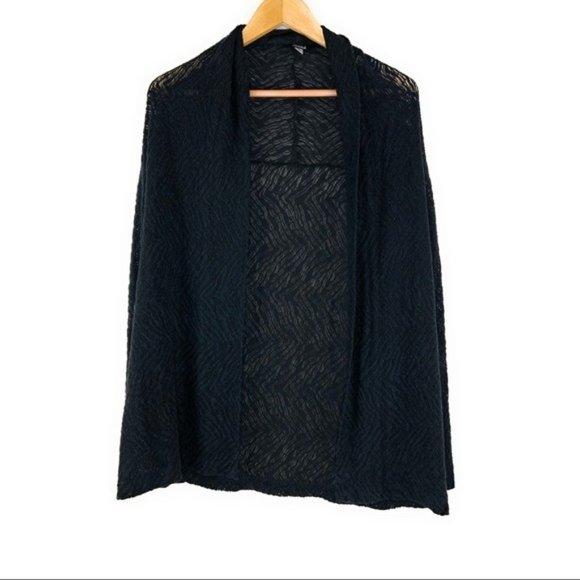 Anni Kuan Black Sweater Cardigan Lightweight Knit - Picture 1 of 3
